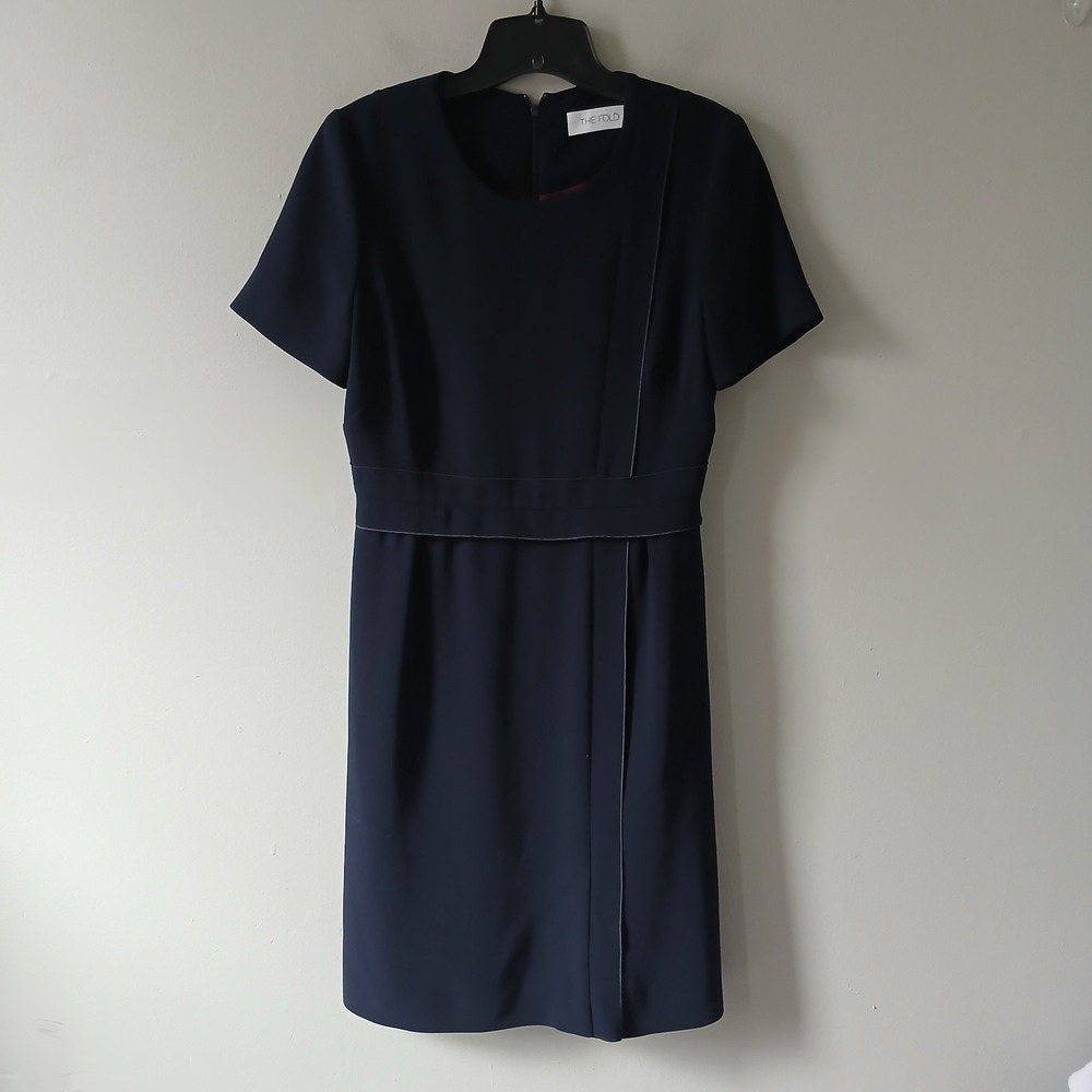 The‎ Fold Women's Size 10 Rivoli Dress Short Sleeve Navy Blue Lined Zipper